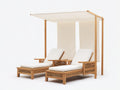 Bain de soleil - bois-tissu - 225 x 204 x 214 cm - naturel-écru - style baldaquin ouvert