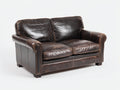 Canapé 2 places-cuir-bois-178x94x88 cm-marron foncé-style vintage