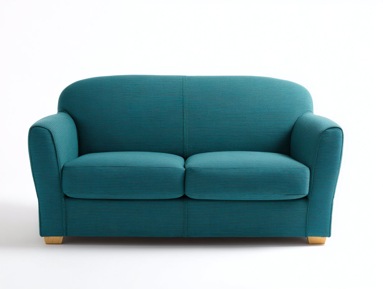 Canapé 2 places-tissu-bois-168x86x80 cm-bleu turquoise-style moderne