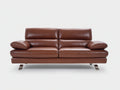 Canapé 2 places-cuir-métal-190x92x86 cm-marron-style contemporain