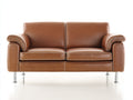 Canapé 2 places-cuir-métal-176x87x80 cm-cognac-style moderne