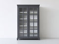 Vitrine-bois-verre-90x40x180 cm-gris anthracite-style classique