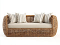 Canapé de jardin - Rotin-Tissu - 215x90x80 cm - Naturel-Beige - Bohème