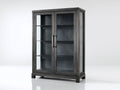 Vitrine-bois-verre-92x39x165 cm-gris charbon-style industriel