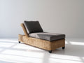 Bain de soleil - rotin-tissu - 187 x 75 x 83 cm - naturel-gris foncé - style contemporain compact