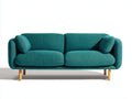 Canapé 2 places-tissu-bois-170x86x82 cm-bleu canard-style scandinave