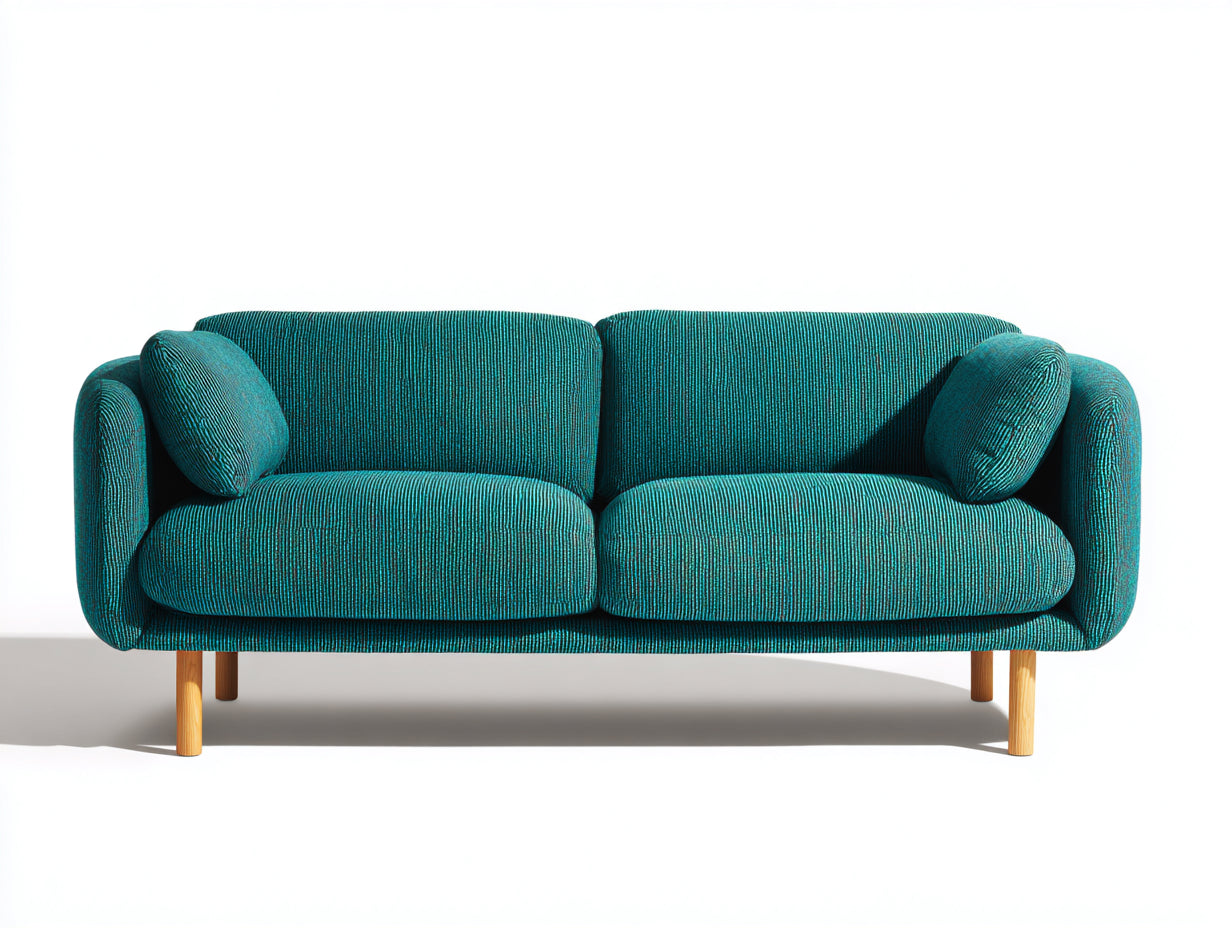 Canapé 2 places-tissu-bois-170x86x82 cm-bleu canard-style scandinave