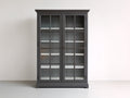 Vitrine-bois-verre-95x40x185 cm-gris foncé-style classique