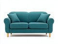 Canapé 2 places-tissu-bois-172x90x88 cm-bleu canard-style classique