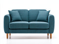 Canapé 2 places-tissu-bois-175x88x84 cm-bleu canard-style scandinave