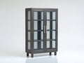 Vitrine-bois-verre-88x38x160 cm-gris anthracite-style industriel