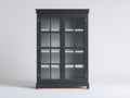 Vitrine-bois-verre-100x42x190 cm-gris anthracite-style classique