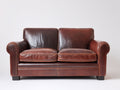 Canapé 2 places-cuir-bois-168x91x87 cm-marron vintage-style anglais