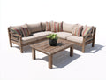 Canapé de jardin - Bois-Tissu - 245x245x76 cm - Naturel-Beige - Rustique