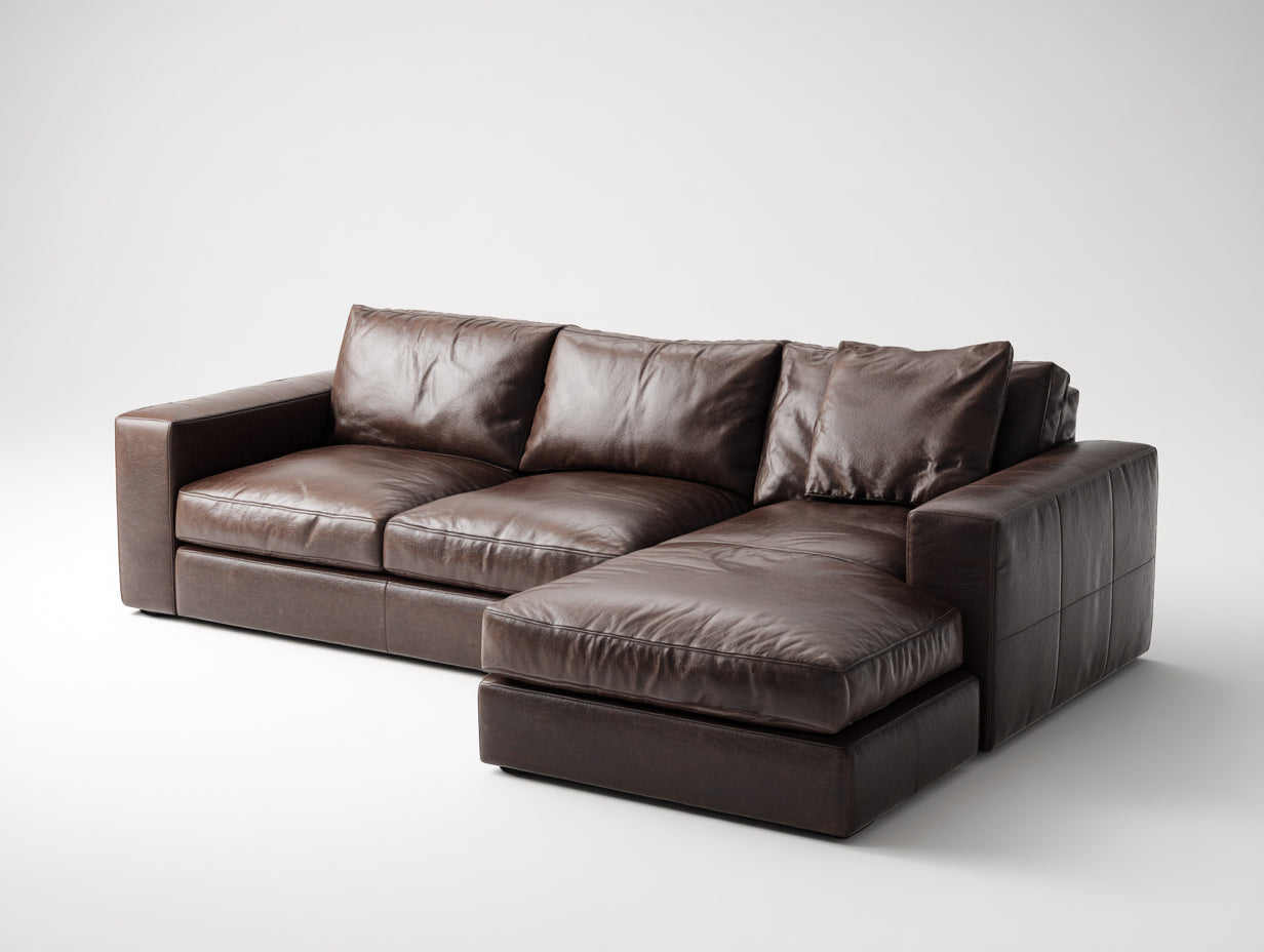 Canapé d'angle - Cuir - 285x170x78 cm - Marron foncé - Moderne lounge