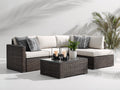 Canapé de jardin - Résine tressée-Verre-Tissu - 260x180x73 cm - Marron foncé-Écru - Moderne