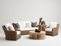Canapé de jardin - Rotin-Bois-Tissu - 210x82x85 cm - Naturel-Blanc cassé - Bohème