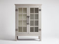 Vitrine-bois-verre-92x40x165 cm-gris perle-style campagne chic