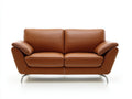 Canapé 2 places-cuir-métal-182x89x84 cm-cognac-style contemporain