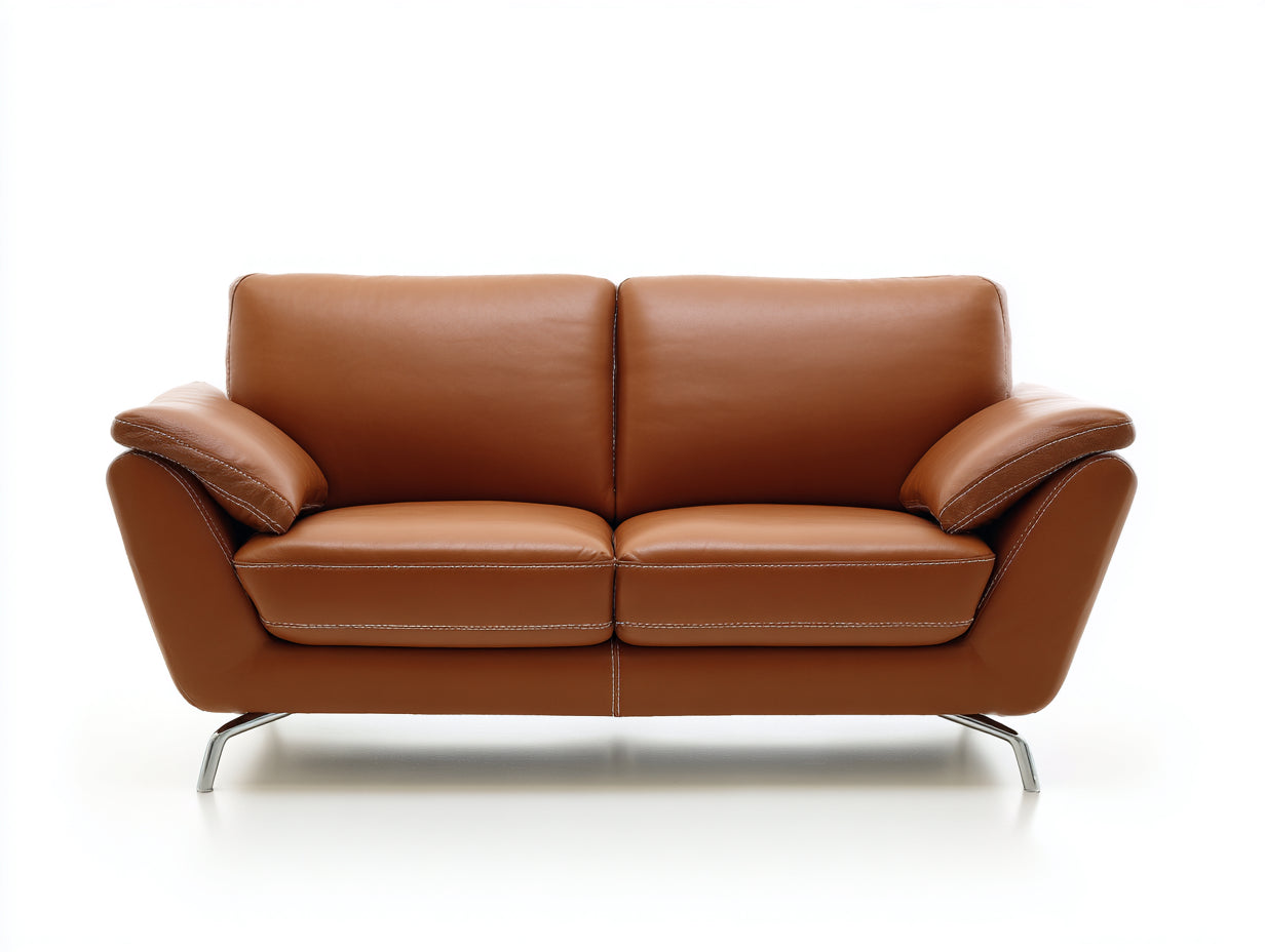 Canapé 2 places-cuir-métal-182x89x84 cm-cognac-style contemporain