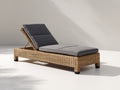Bain de soleil - rotin-tissu - 196 x 73 x 86 cm - naturel-gris foncé - style contemporain inclinable
