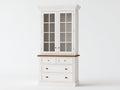 Vitrine-bois-verre-118x48x215 cm-blanc cassé-style campagne chic