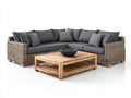 Canapé de jardin - Rotin-Bois-Tissu - 260x260x74 cm - Naturel-Gris anthracite - Moderne