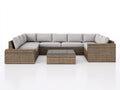 Canapé de jardin - Résine tressée-Verre-Tissu - 330x210x72 cm - Naturel-Gris clair - Moderne