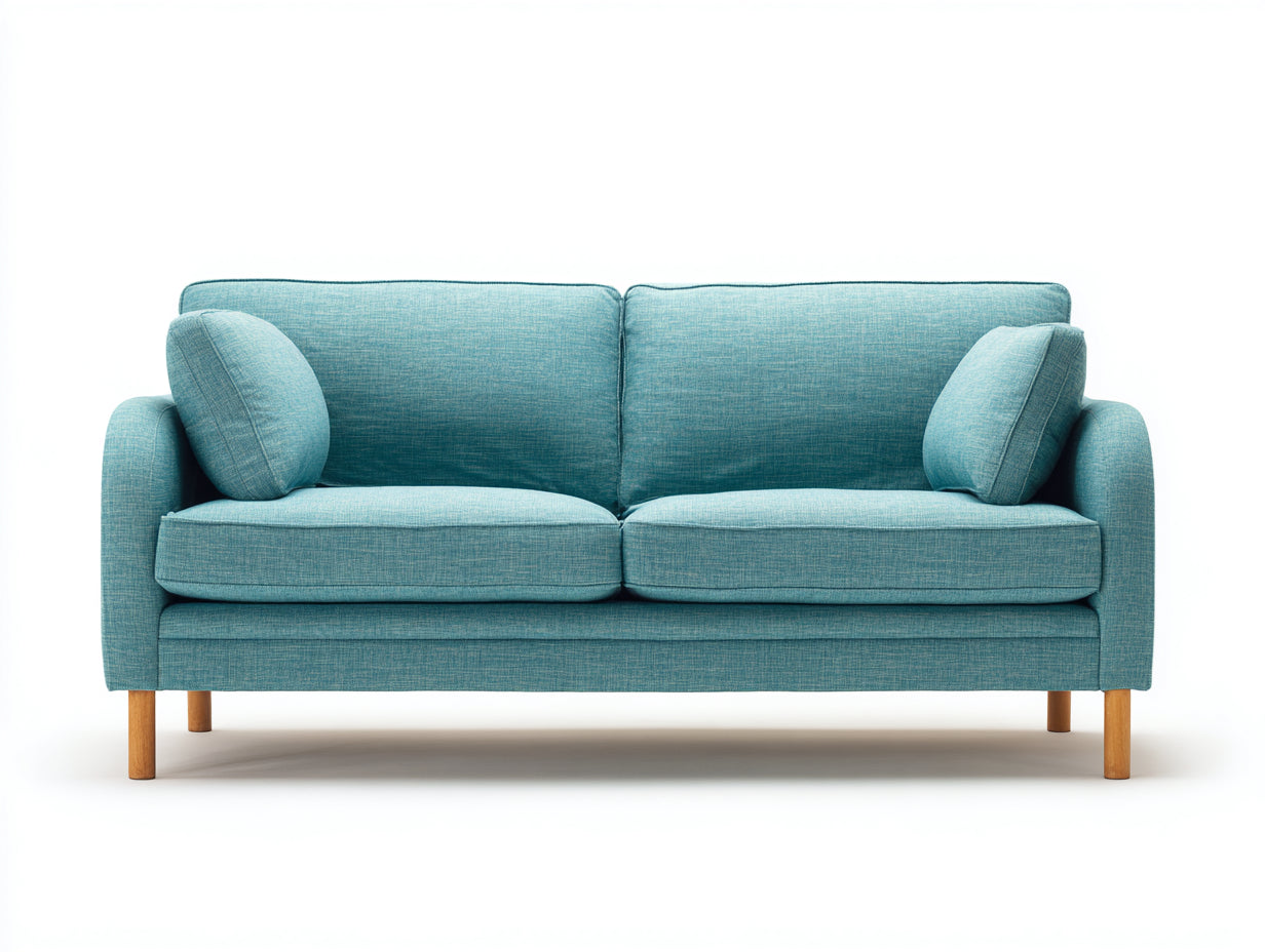 Canapé 2 places-tissu-bois-176x87x84 cm-bleu clair-style scandinave