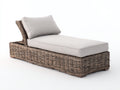Bain de soleil - rotin-tissu-bois - 198 x 74 x 76 cm - gris naturel-beige - style bord de mer