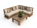 Canapé de jardin - Bois-Tissu - 280x210x76 cm - Naturel-Beige - Rustique
