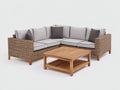 Canapé de jardin - Résine tressée-Bois-Tissu - 248x248x74 cm - Naturel-Gris clair - Moderne